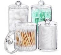 Ensemble Rangement Coton Tige Transparent - 3+1 pcs