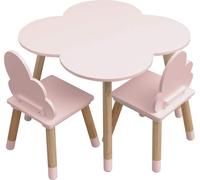 Ensemble Rebecca Mobili comprenant une table et deux chaises en MDF pin rose pour chambre d'enfant