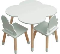 Ensemble Rebecca Mobili : table et 2 chaises pour enfants en MDF pin vert, pour chambre d'enfant ou salle de jeux