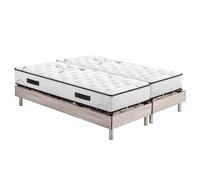 Ensemble relaxation - EBAC LITERIE - S73+Matelas latex Louxor - 2x80x200 - Chêne clair - 3 zones