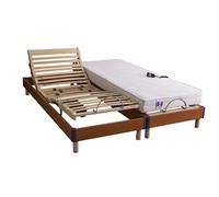 Ensemble relaxation ressorts 5 zones + sommier avec réglage fermeté au niveau lombaire - 160x200