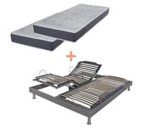 Ensemble relaxation S62 + Matelas Mousse Myriade - 5 zones - 2x90x200 - Gris