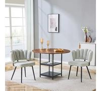 Ensemble repas 3 pièces, table ronde rang. Ø107 cm MDF noyer, noyer/gris crème/noir