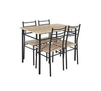 Ensemble Repas 4 Personnes Table et Chaises en MDF et Pieds Métal Noir - FAUSTIN -