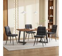 Ensemble repas 5 pièces, table 117×68×75 cm MDF noyer, chaises velours gris foncé