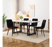 Ensemble repas 5 pièces, table 120×70×74 cm MDF noir, chaises velours noir