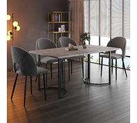 Ensemble repas 5 pièces, table 140×80×75 cm MDF marbre gris