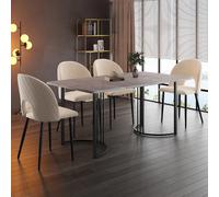 Ensemble repas 5 pièces, table 140×80×75 cm MDF marbre gris, gris/beige
