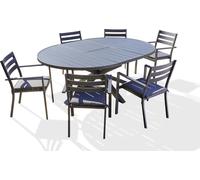 Ensemble repas 6 places en aluminium avec rallonge papillon