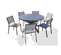 Ensemble repas 6 places en aluminium avec rallonge papillon (chaises STOCKHOLM) - Gris anthracite - PELOSA