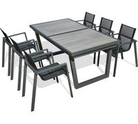 Ensemble repas 6 places en aluminium et plateau céramique