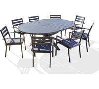 Ensemble repas 8 places en aluminium avec rallonge papillon