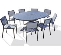 Ensemble repas 8 places en aluminium avec rallonge papillon