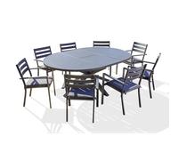 Paris Prix Ensemble repas 8 places - Aluminium avec rallonge papillon - Gris anthracite