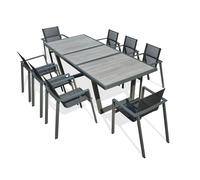 DCB Garden – Ensemble repas 8 places en aluminium avec plateau céramique