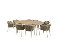 AXI – Ensemble de jardin Chay – 8 chaises rembourrées en polyester, table, polywood – Beige