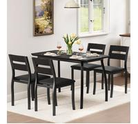 Ensemble repas compact - LUNSY - 4 pièces - 110x70x76 cm - Noir - Chaises en PU - Structure métallique - Pliable