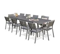 DCB Garden Ensemble repas de jardin STOCKHOLM 10 places en aluminium gris anthracite