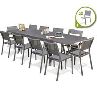 DCB Garden Ensemble repas de jardin STOCKHOLM 12 places aluminium Gris anthracite