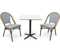 Ensemble repas de jardin 2 places en acier et plateau terrazzo