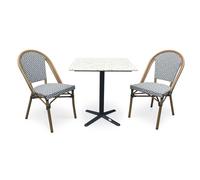 Ensemble repas de jardin 2 places en acier et plateau terrazzo - Bleu marine - BISTRO