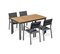 Ensemble repas de jardin 4 places alu et acacia - Gris anthracite - ORSINO