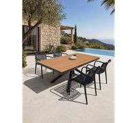 Ensemble repas de jardin 4 places en alu - gris anthracite
