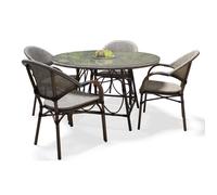 Paris Prix – Ensemble repas de jardin 4 places en aluminium Marron