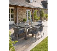 Paris Prix Ensemble repas de jardin 6 places aluminium plateau céramique sur verre Gris anthracite