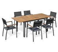 Ensemble repas de jardin 6 places alu et acacia
