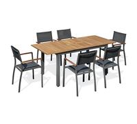 Ensemble repas de jardin 6 places alu et acacia - Gris anthracite - ORSINO