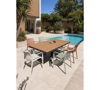 Ensemble repas de jardin 6 places en alu - gris anthracite