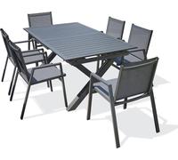 Ensemble repas de jardin 6 places en aluminium