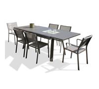 Ensemble repas de jardin 6 places en aluminium