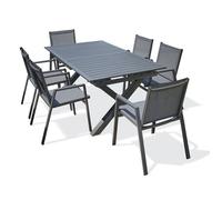 Paris Prix Ensemble repas de jardin Floride 6 places aluminium Gris anthracite