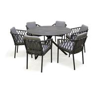 Ensemble repas de jardin 6 places en aluminium