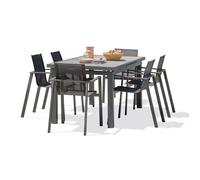 Ensemble repas de jardin 6 places en aluminium - Gris anthracite - VENISE