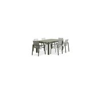 Ensemble Repas De Jardin 6 Places En Aluminium Kaki