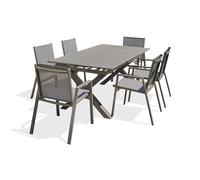 Ensemble repas de jardin 6 places en aluminium - quartz