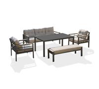 Ensemble repas de jardin 7 places en aluminium