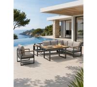 Ensemble repas de jardin 7 places en aluminium - gris anthracite