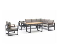 Ensemble repas de jardin 7 places en aluminium - gris anthracite