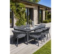 Paris Prix - Ensemble repas de jardin Camargue 8 fauteuils alu céramique/verre - Gris anthracite