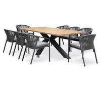 Paris Prix – Ensemble repas de jardin Kelia & Gambi 220 cm 8 places gris anthracite