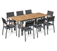 Ensemble repas de jardin 8 places alu et acacia
