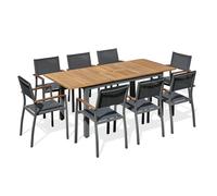 Ensemble repas de jardin 8 places alu et acacia - Gris anthracite - ORSINO
