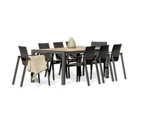 Ensemble repas de jardin 8 places avec plateau céramique - Gris anthracite - VENISE
