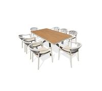 Ensemble repas de jardin 8 places en alu (fauteuils SUMBA) - Grège - LAMU