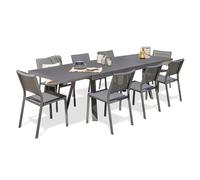 Ensemble repas de jardin 8 places en aluminium (8 chaises) - Gris anthracite - STOCKHOLM