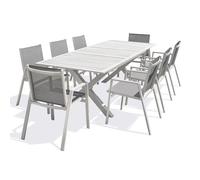Ensemble repas de jardin 8 places en aluminium - Blanc - FLORIDE